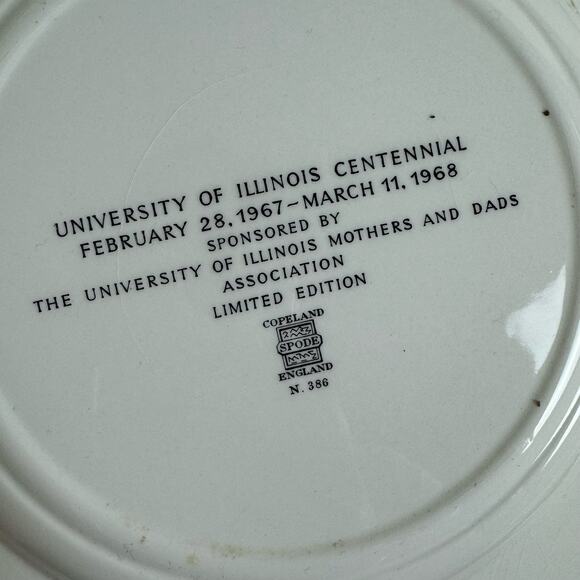 COPELAND SPODE University of Illinois Commemorative Plate 1867-1967 100 Years - Picture 4 of 5